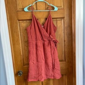 Maurices Burnt Orange Faux Wrap Mini Dress